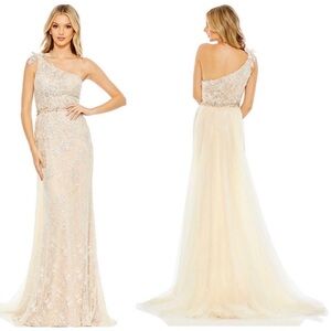 Mac Duggal 79315 wedding dress Panel Train One Shoulder Dress Sz 10 and 12